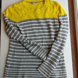 Gap gray white yellow stripped long sweater